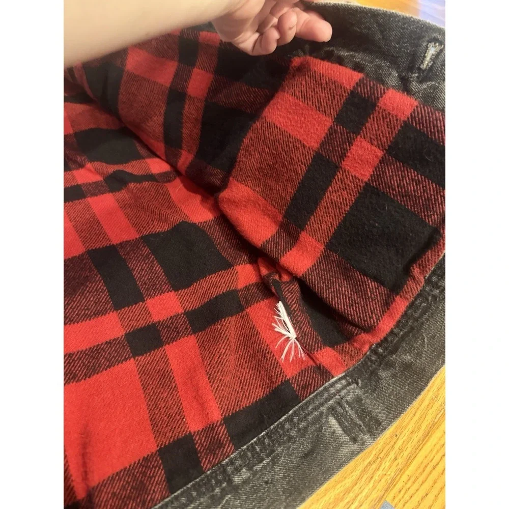 Polo Ralph Lauren Black Denim Trucker Jacket Womens S Buffalo Plaid Lined - Picture 11 of 12